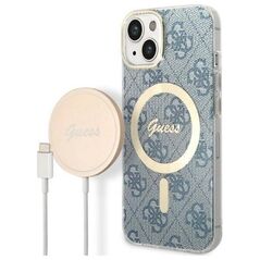 Original Case IPHONE 14 Guess Hardcase 4G Print MagSafe + Wireless Charger (GUBPP14XHJEACSA) blue 3666339102968