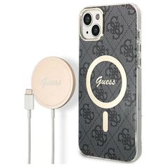 Original Case IPHONE 14 Guess Hardcase 4G Print MagSafe + Wireless Charger (GUBPN61H4EACSP) black 3666339102814