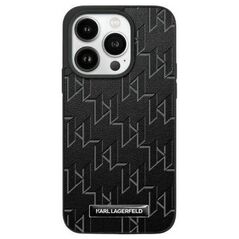 Original Case APPLE IPHONE 15 PRO MAX Karl Lagerfeld Hardcase Leather Monogram Metal Logo (KLHMP15XPKHPORPK) black 3666339253653