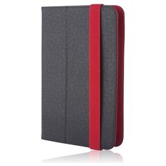 Univerzális 9-10&quot; kinyitható műbőr tablet tok fekete - piros 5900495641960