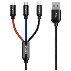 Baseus 3in1 Cable USB-C / Lightning / Micro 3,5A 0,3m (Black) 6953156273931