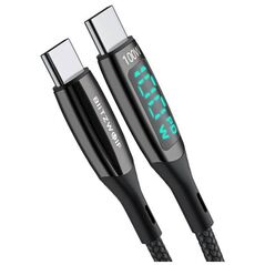 USB-C to USB-C cable BlitzWolf BW-TC23, with display, 100W, 1.8m (black) 5905316147171