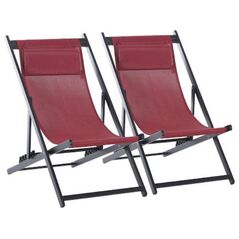 Outsunny Σετ 2 Πτυσσόμενες Ξαπλώστρες Κόκκινες (84B-342WR) (OUT84B-342WR) έως 12 άτοκες Δόσεις