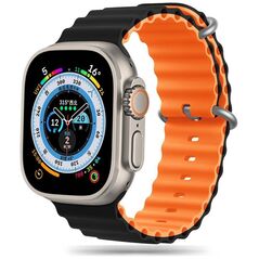 Strap for APPLE WATCH 4 / 5 / 6 / 7 / 8 / 9 / SE / ULTRA 1 / 2 (42 / 44 / 45 / 49 MM) Tech-Protect IconBand Pro black & orange 5906302310265