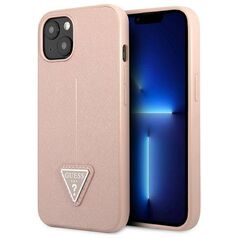 Original Case IPHONE 14 PLUS Guess Hardcase Saffianotriangle Logo (GUHCP14MPSATLP) pink 3666339065492