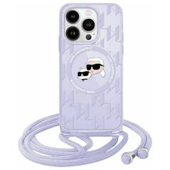 Original Case APPLE IPHONE 15 PRO Karl Lagerfeld Hardcase IML Crossbody Monogram Karl & Choupette Head MagSafe (KLHMP15LHCKCKLCU) purple 3666339286729