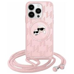 Original Case IPHONE 13 / 14 / 15 Karl Lagerfeld Hardcase IML Crossbody Monogram Karl & Choupette Head MagSafe (KLHMP15SHCKCKLCP) pink 3666339286569