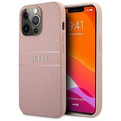 Original Case IPHONE 13 PRO MAX 6,7" Guess Hardcase Saffiano Stripe GUHCP13XPSASBPI pink 3666339023508