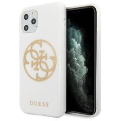 Original Case IPHONE 11 PRO MAX Guess Hard Case Glitter 4G Circle Logo (GUHCN65TPUWHGLG) white 3700740471647