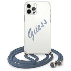 Original Case IPHONE 12 PRO MAX Guess Hardcase Script Vintage (GUHCP12LCRTVSBL) blue 3700740495414