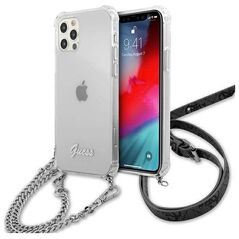 Original Case IPHONE 12 / 12 PRO Guess Hardcase 4G Silver Chain (GUHCP12MKC4GSSI) transparent 3666339003586