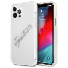 Original Case IPHONE 12 / 12 PRO Guess Hardcase Vintage Script Silver (GUHCP12MKTRSVSI) transparent 3666339004361