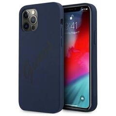 Original Case IPHONE 12 / 12 PRO Guess Hardcase Script Vintage (GUHCP12MLSVSBL) navy blue 3700740495162