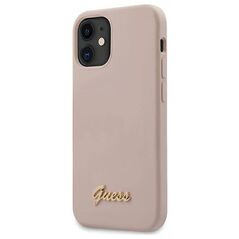 Original Case IPHONE 12 MINI Guess Hardcase Silicone Script Gold Logo (GUHCP12SLSLMGLP) light pink 3700740482025