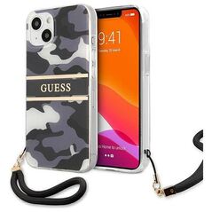 Original Case IPHONE 13 Guess Hardcase Camo Strap Collection (GUHCP13MKCABBK) black 3666339023126