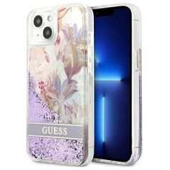 Case IPHONE 13 MINI Guess Hardcase Flower Liquid Glitter (GUHCP13SLFLSU) purple 3666339041274