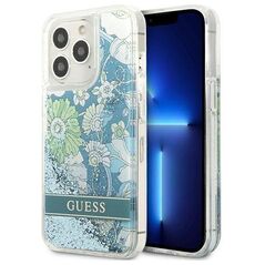 Case IPHONE 13 PRO MAX Guess Hardcase Flower Liquid Glitter (GUHCP13XLFLSN) green 3666339041380