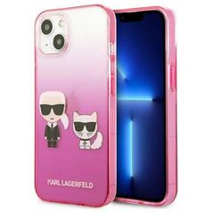 Original Case IPHONE 13 MINI Karl Lagerfeld Hardcase Gradient Ikonik Karl & Choupette (KLHCP13STGKCP) pink 3666339049201