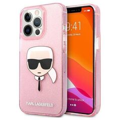 Original Case IPHONE 13 PRO MAX Karl Lagerfeld Hardcase Glitter Karl`s Head (KLHCP13XKHTUGLP) pink 3666339027568