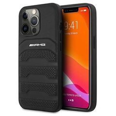 Case IPHONE 13 PRO Mercedes AMG Hardcase Leather Debossed Lines (AMHCP13LGSEBK) black 3666339018955