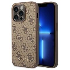 Original Case IPHONE 14 PRO MAX Guess Hard Case 4G Metal Gold Logo brown 3666339094102