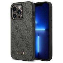 Original Case IPHONE 14 PRO MAX Guess Hard Case 4G Metal Gold Logo gray 3666339094065