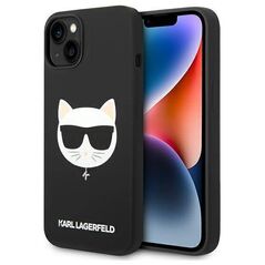 Original Case IPHONE 14 PLUS Karl Lagerfeld Hardcase Silicone Choupette Head Magsafe black 3666339077921