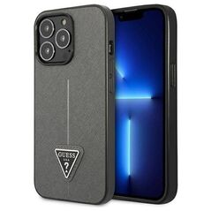 Original Case IPHONE 14 PRO Guess Hardcase Saffianotriangle Logo (GUHCP14LPSATLG) silver 3666339065461