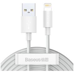 Baseus Simple Wisdom Data Cable Kit USB to Lightning 2.4A (2PCS/Set）1.5m White 6953156230316