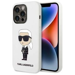 Original Case IPHONE 14 PRO MAX Karl Lagerfeld Hardcase Silicone Ikonik (KLHCP14XSNIKBCH) white 3666339086633