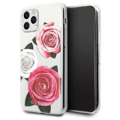 Original Case IPHONE 11 PRO Guess Hardcase Flower Desire Pink & White Rose transparent 3700740474204