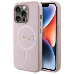Original Case APPLE IPHONE 15 PRO Guess Hardcase Saffiano MagSafe (GUHMP15LPSAHMCP) pink 3666339156206