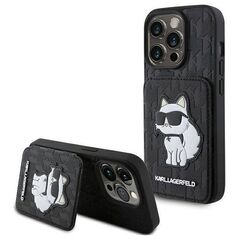 Original Case APPLE IPHONE 15 PRO MAX Karl Lagerfeld Hardcase Saffiano Cardslots and Stand Monogram Choupette (KLHCP15XSAKCNSCK) black 3666339169626
