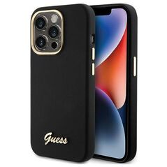 Original Case APPLE IPHONE 15 PRO Guess Hardcase Silicone Script Metal Logo & Frame (GUHCP15LSMBSLK) black 3666339149345