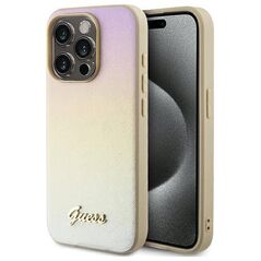 Original Case APPLE IPHONE 15 PRO Guess Hardcase Saffiano Iridescent Script (GUHCP15LPSAIRSD) gold 3666339225087