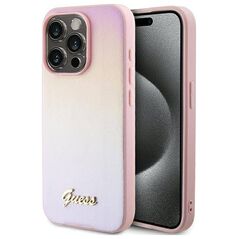 Original Case APPLE IPHONE 15 PRO MAX Guess Hardcase Saffiano Iridescent Script (GUHCP15XPSAIRSP) pink 3666339224813