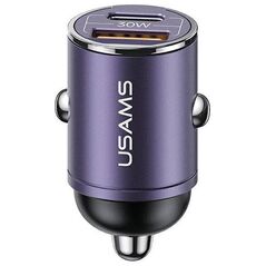 Car Charger 30W PD USB-C + USB Fas Charge With Built-In Ring USAMS C38 CC206CC01 (US-CC206) purple 6958444907949