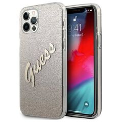 Original Case IPHONE 12 / 12 PRO Guess Hardcase Glitter Gradient Script (GUHCP12MPCUGLSGO) gold 3700740494745