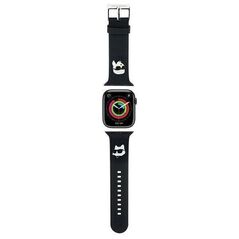 Strap for APPLE WATCH 4 / 5 / 6 / 7 / 8 / SE / ULTRA (42 / 44 / 45 / 49 MM) Karl Lagerfeld Strap 3D Rubber Karl&Choupette Heads (KLAWLSLKCNK) black 3666339190088