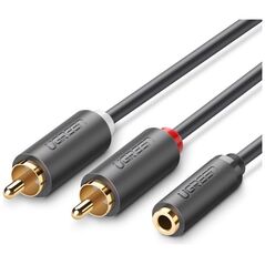 Ugreen Cable 3.5mm female - 2x RCA male Γκρι (10561) (UGR10561) έως 12 άτοκες Δόσεις