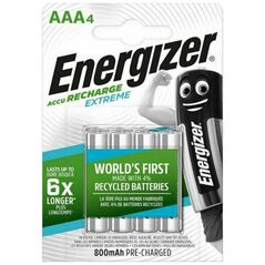 Energizer Extreme Επαναφορτιζόμενες Μπαταρίες AAA Ni-MH 800mAh 1.2V 4τμχ (4609613) (ENE4609613) έως 12 άτοκες Δόσεις