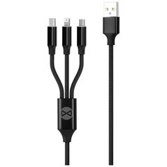 Forever 3in1 cable USB - Lightning + USB-C + microUSB 1,2 m 2A black 5900495900210