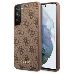 Original Case SAMSUNG GALAXY S23 Guess Hard Case 4G Metal Gold Logo (GUHCS23SG4GFBR) brown 3666339116989