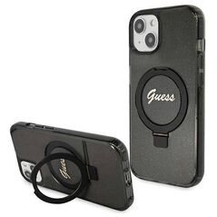 Original Case APPLE IPHONE 15 Guess Hardcase Ring Stand Script Glitter MagSafe (GUHMP15SHRSGSK) black 3666339156329