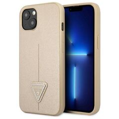Original Case IPHONE 14 Guess Hardcase Saffianotriangle Logo (GUHCP14SPSATLE) beige 3666339065409
