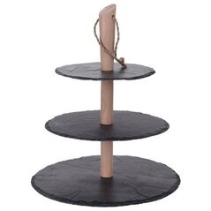 Πέτρινη Εταζέρα Excellent Houseware 3 επιπέδων και διαμέτρους Φ 30, 25, 20 cm - Μαύρη