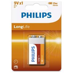 Μπαταρία Zinc chloride Philips LongLife - 6F22 - 9V