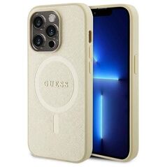 Original Case APPLE IPHONE 15 PRO Guess Hardcase Saffiano MagSafe (GUHMP15LPSAHMCB) gold 3666339156060