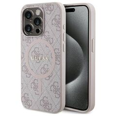 Original Case IPHONE 14 PRO Guess Hardcase 4G Collection Leather Metal Logo MagSafe (GUHMP14LG4GFRP) pink 3666339226725