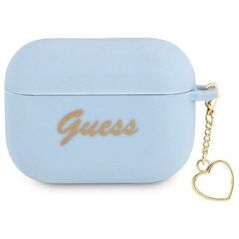 Original Case APPLE AIRPODS PRO Guess Silicone Charm Heart Collection (GUAPLSCHSB) blue 3666339039042